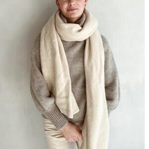 Lauren Manoogian Felt Wide Scarf Baby Alpaca Merino Alabaster Beige Ecru BN $370